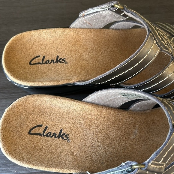 Clarks‎ Lexi Dill Bronze Metallic Leather Slip On Sandal Size 7 - Picture 6 of 8